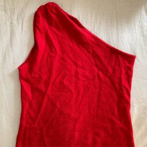 Worth One-shoulder 100% Cashmere Top, Red